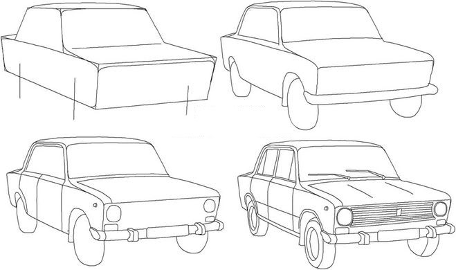 Рисунки авто карандашом 2024 