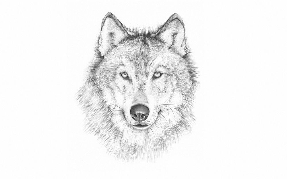 to draw a face of a wolf with a pencil 