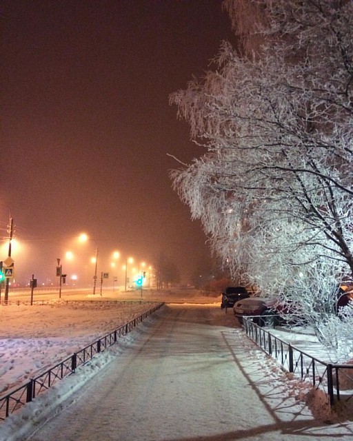 Фото Зимняя ночь в деревне