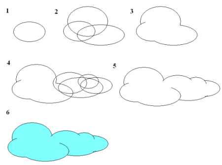 Рисунок тучи поэтапно 