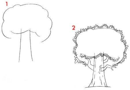 Как нарисовать дерево без листьев поэтапно 7 уроков