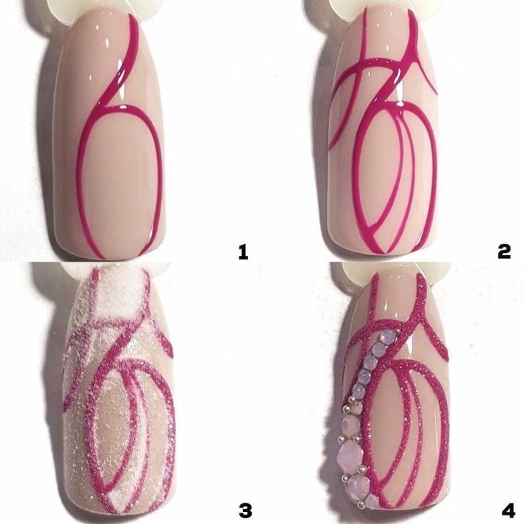 Рисунок на розовом гель лаке — 
