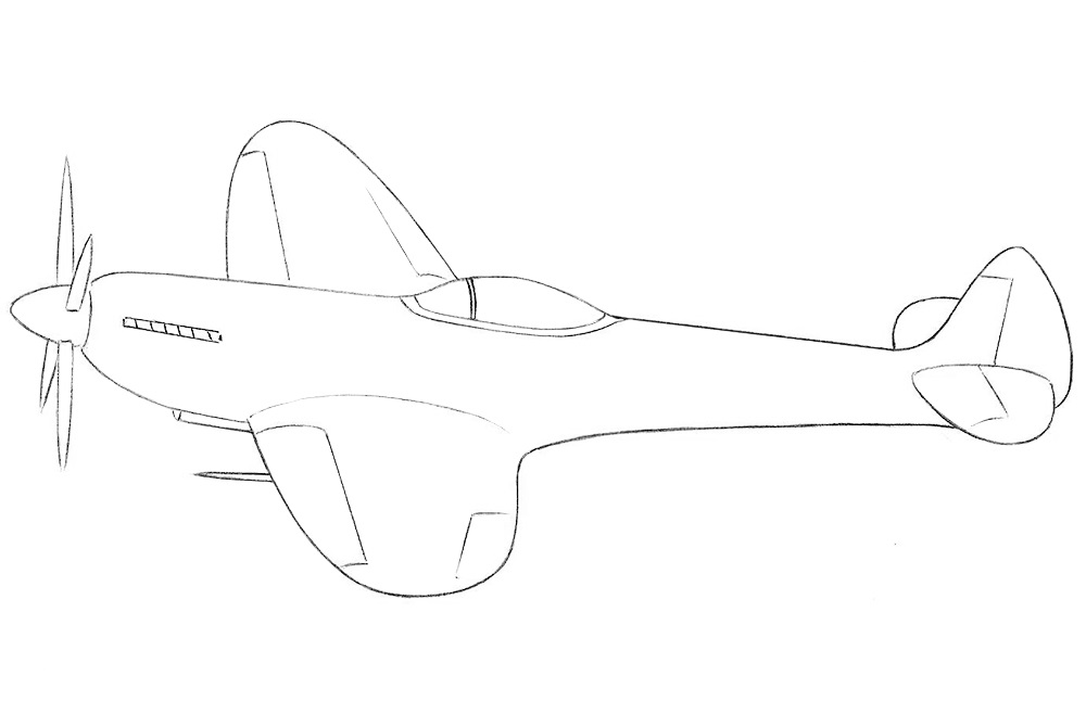 Как нарисовать поэтапно самолет истребитель / Уроки рисования 