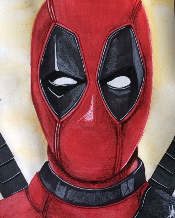 Иллюстрация Deadpool в стиле карикатура, персонажи, скетчи 