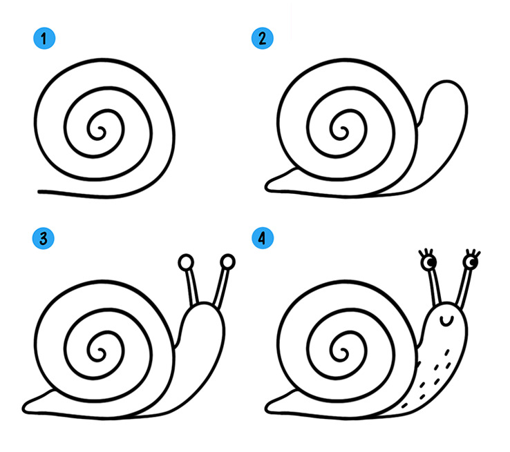 Улитка, нарисованная в стиле каракулей