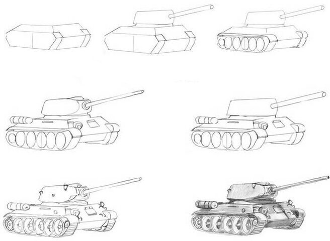 Рисунки ручкой, Рисуем ТАНК Т-34