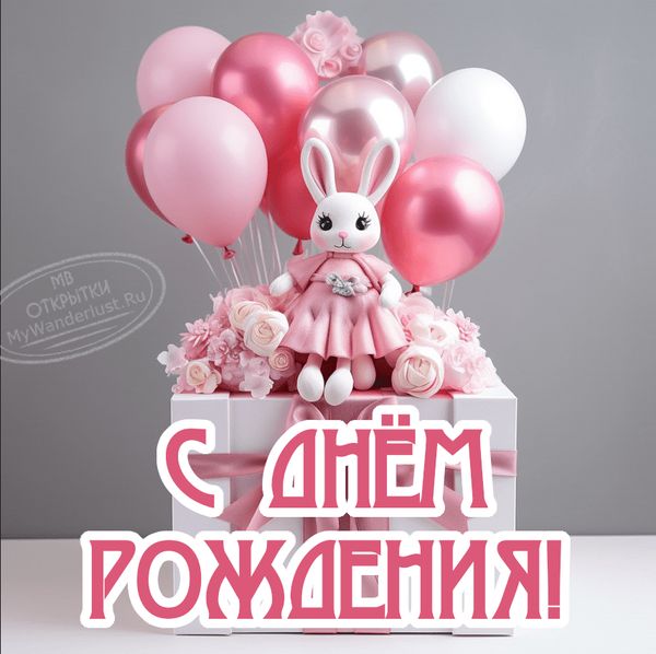 Картинка на День Рождения девушке! Трафарет Happi + фон из 